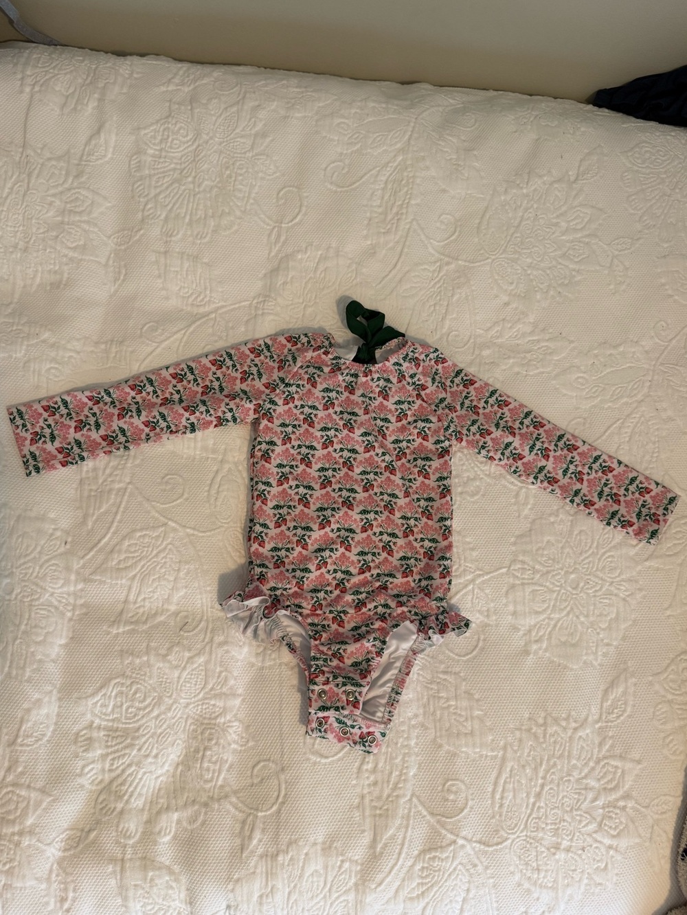 Love George Girl’s Floral Long-Sleeve One-Piece Swimsuit Size 1